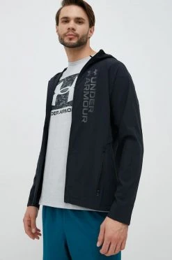 Ανδρικά Κοντά μπουφάν Μπουφάν για τρέξιμο Under Armour Outrun The Storm μαύρο