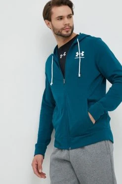Ανδρικά Με φερμουάρ Μπλούζα Under Armour πράσινο, με κουκούλα