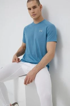 Ανδρικά Μπλουζάκια Μπλουζάκι για τρέξιμο Under Armour Streaker τιρκουάζ