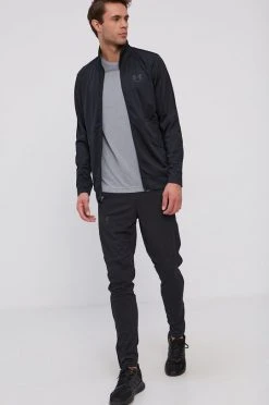 Ανδρικά Με φερμουάρ Φούτερ προπόνησης Under Armour Pique μαύρο