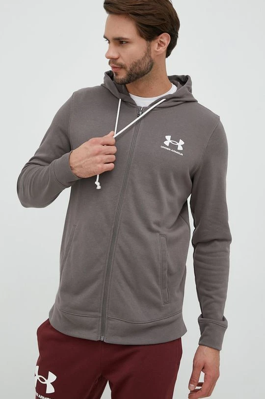 Ανδρικά Με φερμουάρ Μπλούζα Under Armour καφέ, με κουκούλα - Image 3